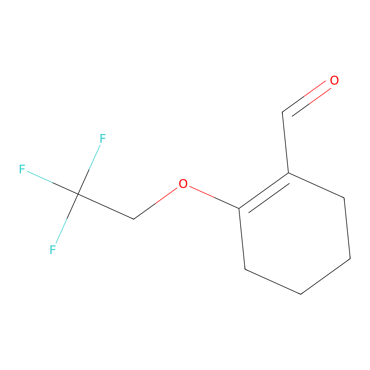 2-(2,2,2-Trifluoroethoxy)cyclohex-1-ene-1-carbaldehyde molecular structure, CAS 1306604-39-6