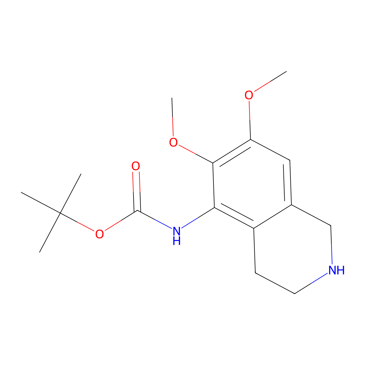 tert-butyl N-(6,7-dimethoxy-1,2,3,4-tetrahydroisoquinolin-5-yl)carbamate molecular structure, CAS 1306604-43-2