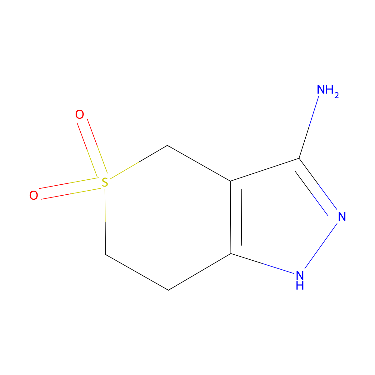 3-amino-2H,4H,6H,7H-5lambda6-thiopyrano[4,3-c]pyrazole-5,5-dione molecular structure, CAS 1306604-52-3