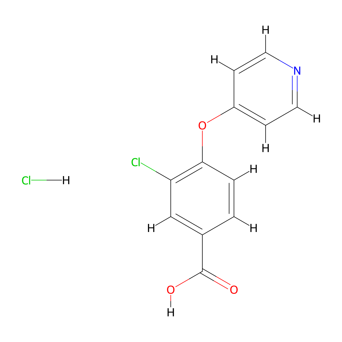 3-Chloro-4-(pyridin-4-yloxy)benzoic acid hydrochloride molecular structure, CAS 1306604-54-5