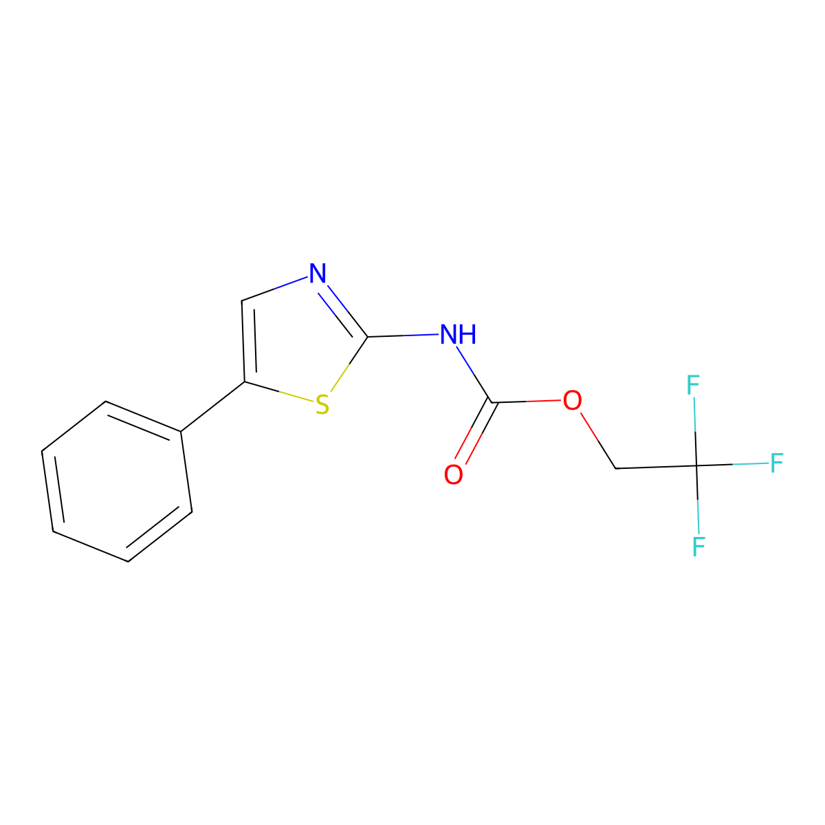 2,2,2-trifluoroethyl N-(5-phenyl-1,3-thiazol-2-yl)carbamate molecular structure, CAS 1306604-55-6