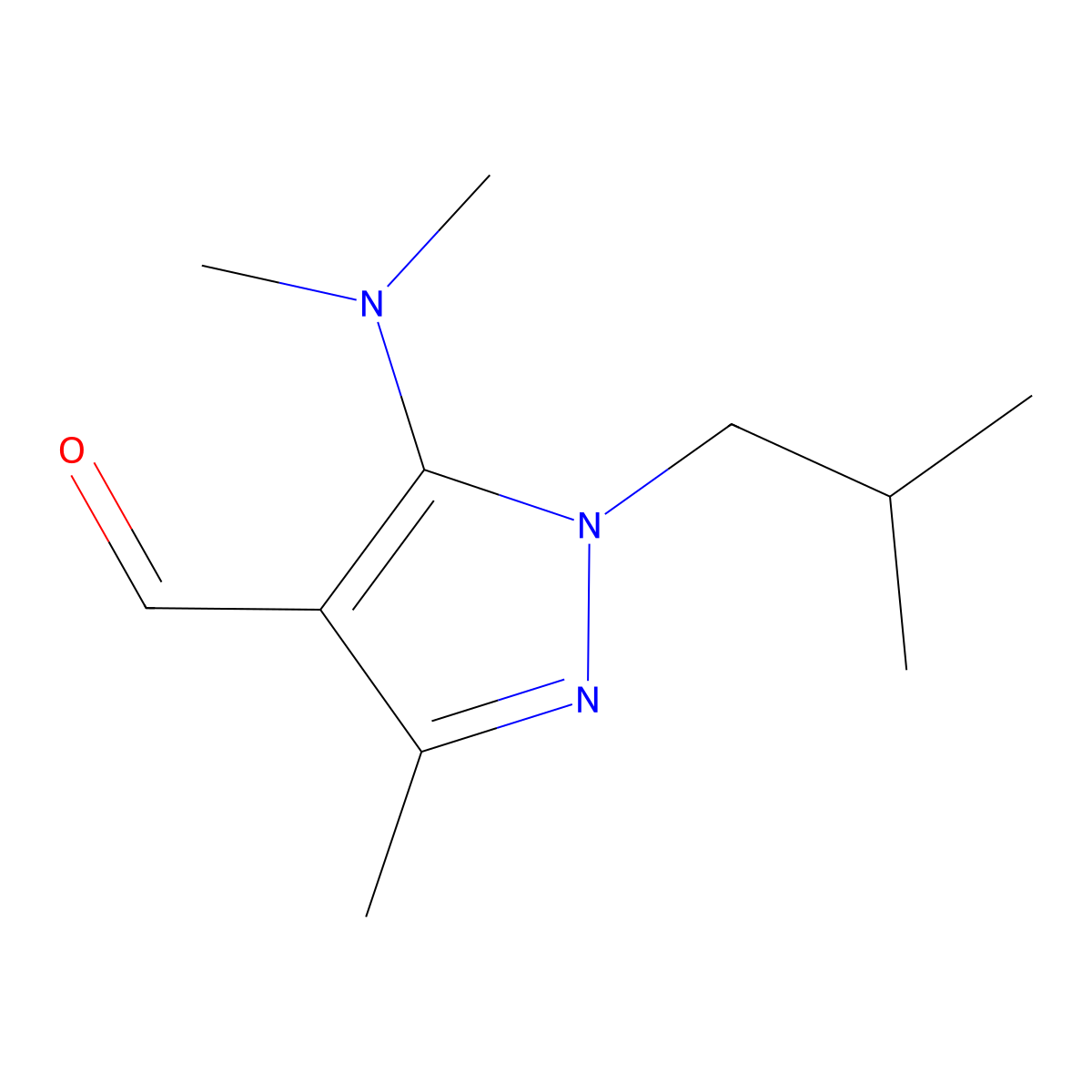 5-(dimethylamino)-3-methyl-1-(2-methylpropyl)-1H-pyrazole-4-carbaldehyde molecular structure, CAS 1306604-57-8