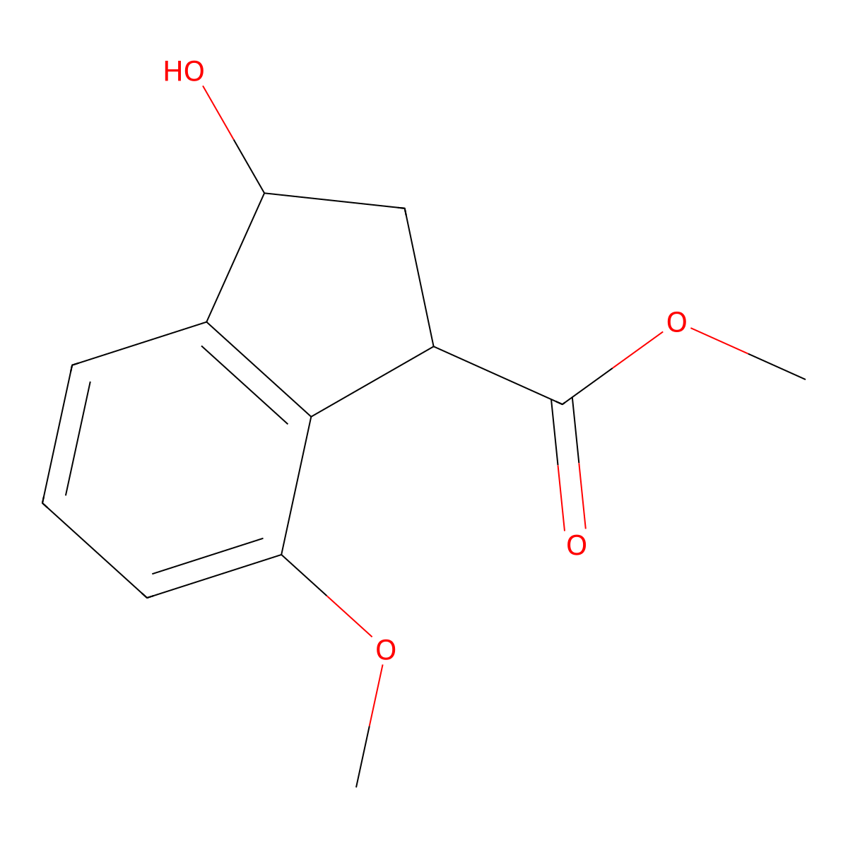 methyl 3-hydroxy-7-methoxy-2,3-dihydro-1H-indene-1-carboxylate molecular structure, CAS 1306604-63-6