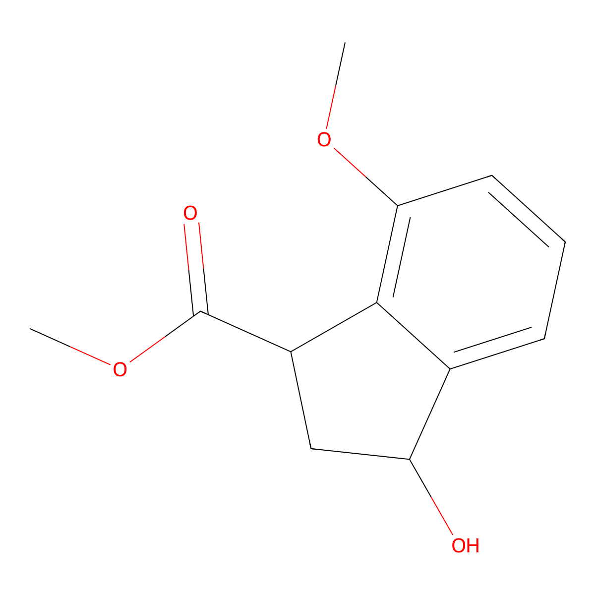 methyl 3-hydroxy-7-methoxy-2,3-dihydro-1H-indene-1-carboxylate molecular structure, CAS 1306604-63-6
