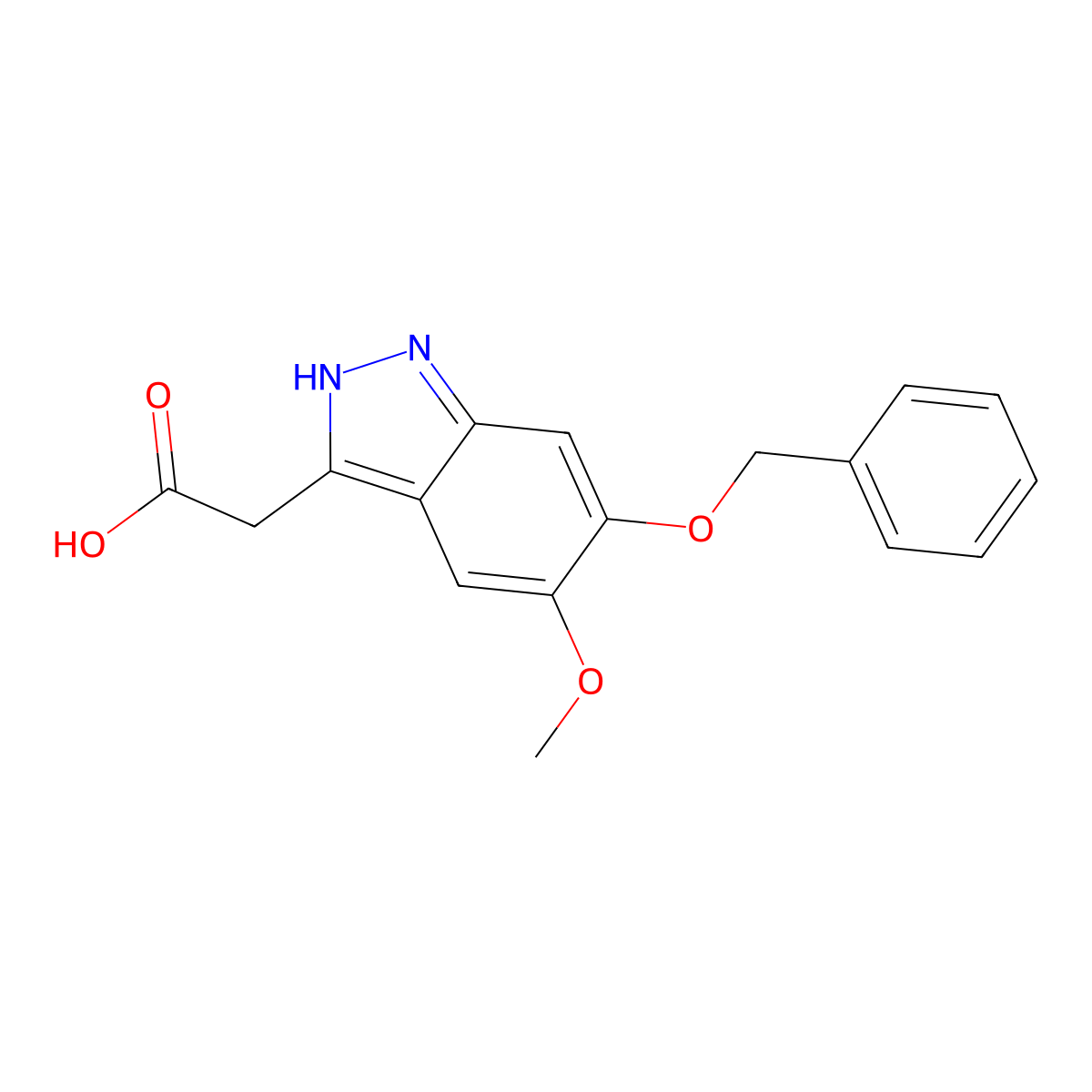 2-[6-(benzyloxy)-5-methoxy-1H-indazol-3-yl]acetic acid molecular structure, CAS 1306604-64-7