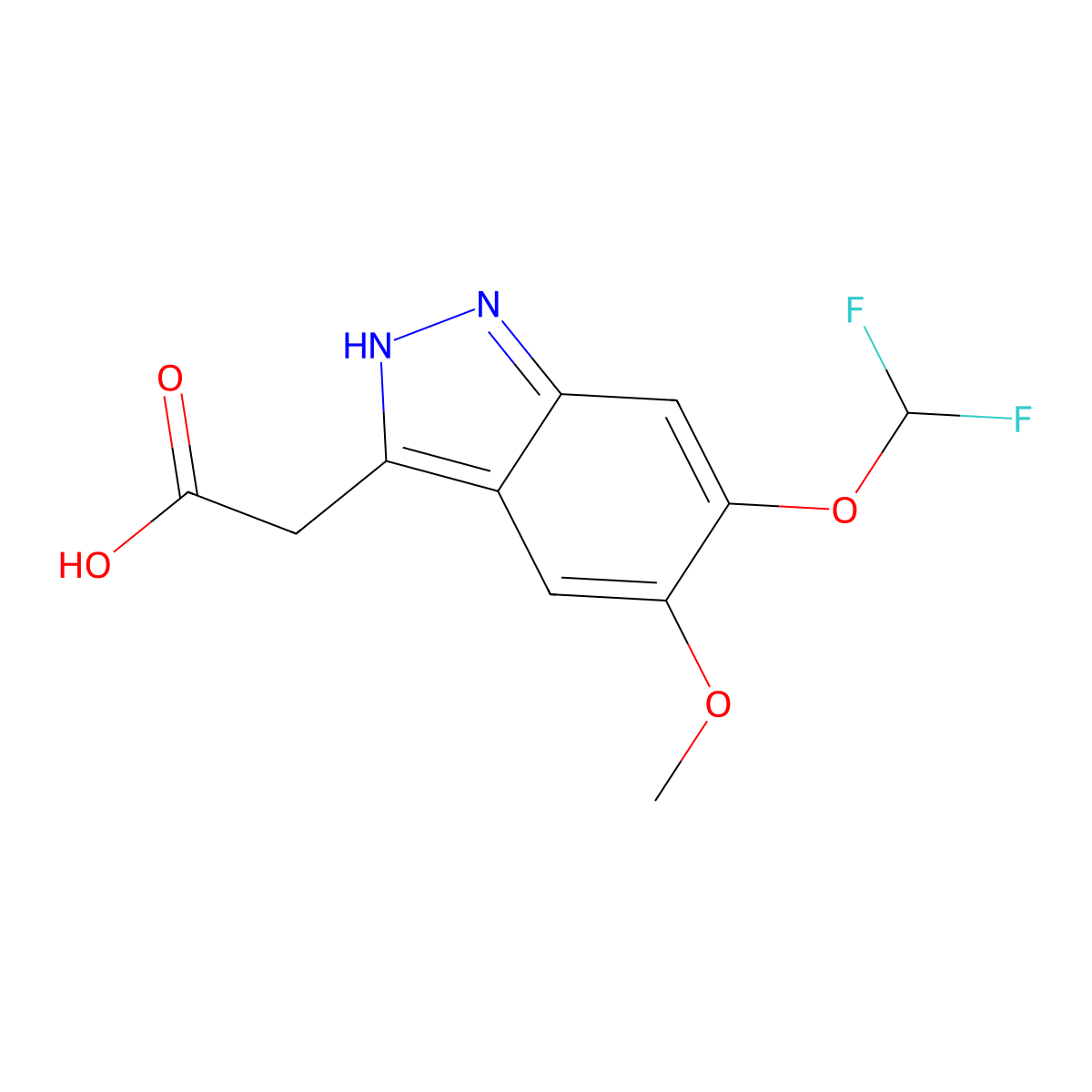 2-[6-(difluoromethoxy)-5-methoxy-1H-indazol-3-yl]acetic acid molecular structure, CAS 1306604-65-8