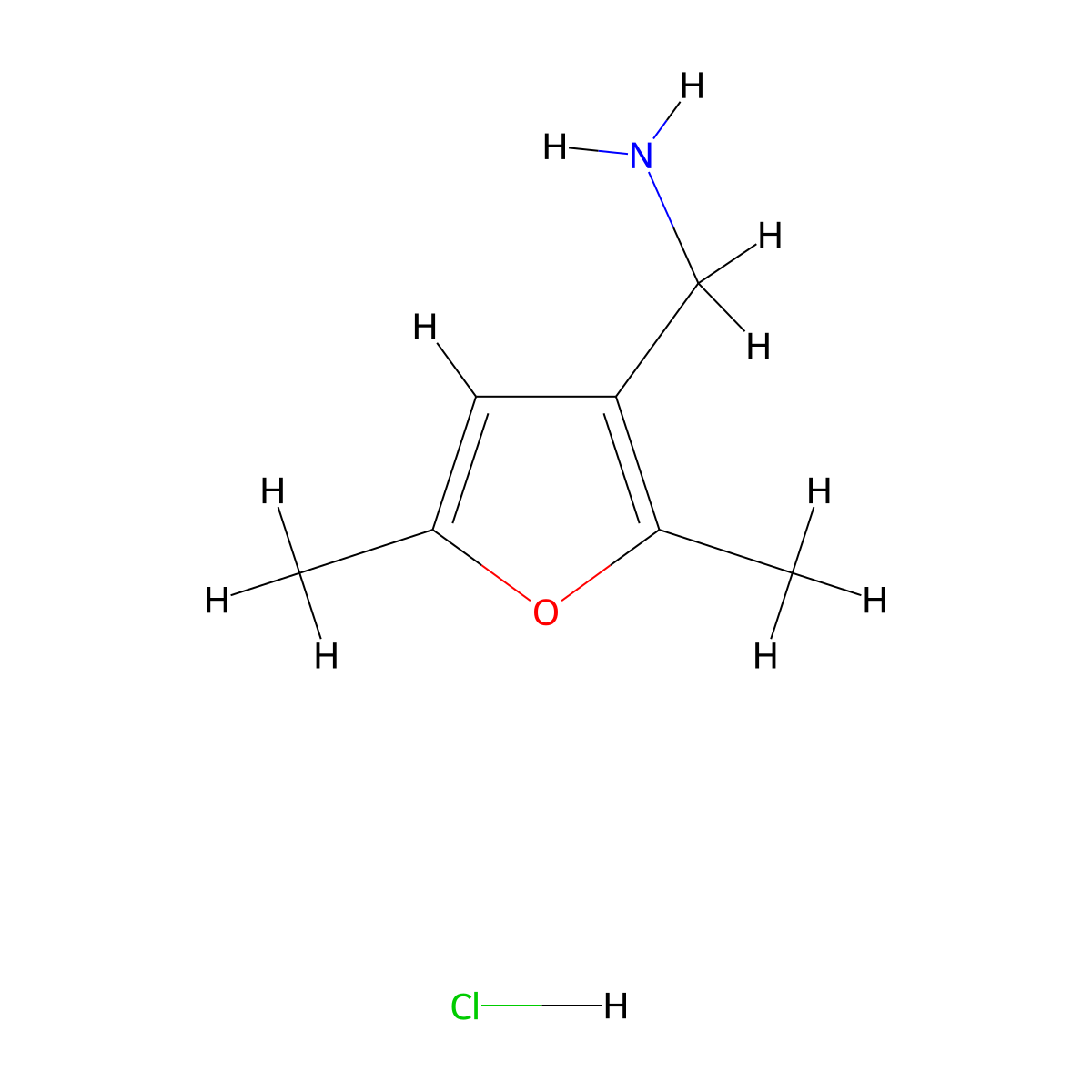 (2,5-Dimethylfuran-3-yl)methanamine hydrochloride molecular structure, CAS 1306604-69-2