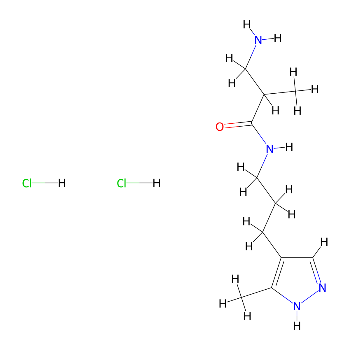 3-amino-2-methyl-N-[3-(3-methyl-1H-pyrazol-4-yl)propyl]propanamide dihydrochloride molecular structure, CAS 1306604-70-5