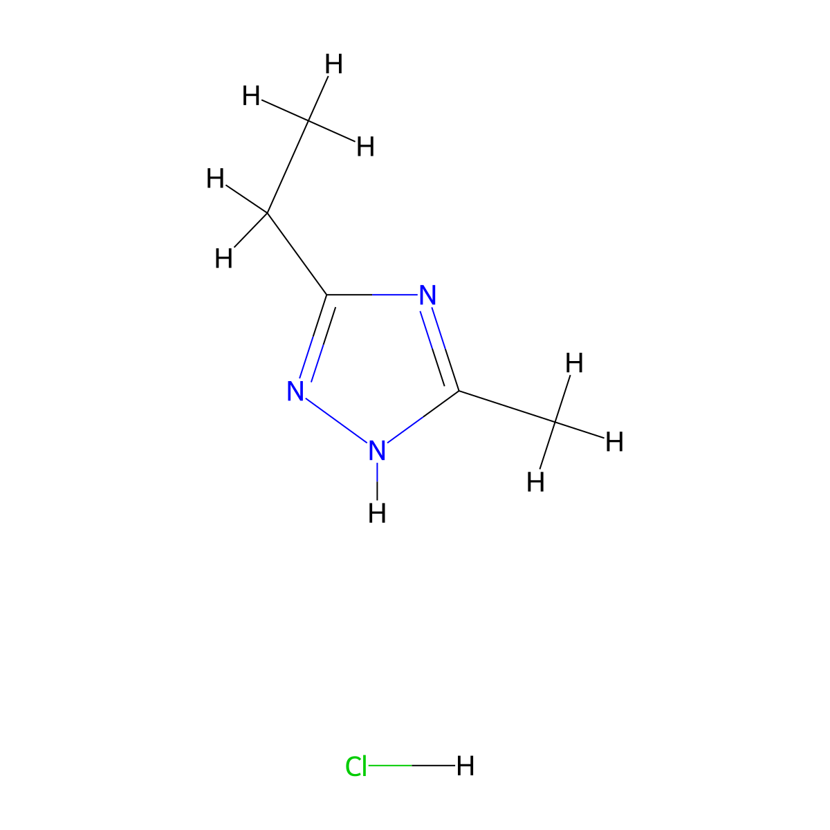5-ethyl-3-methyl-1H-1,2,4-triazole hydrochloride molecular structure, CAS 1306604-72-7