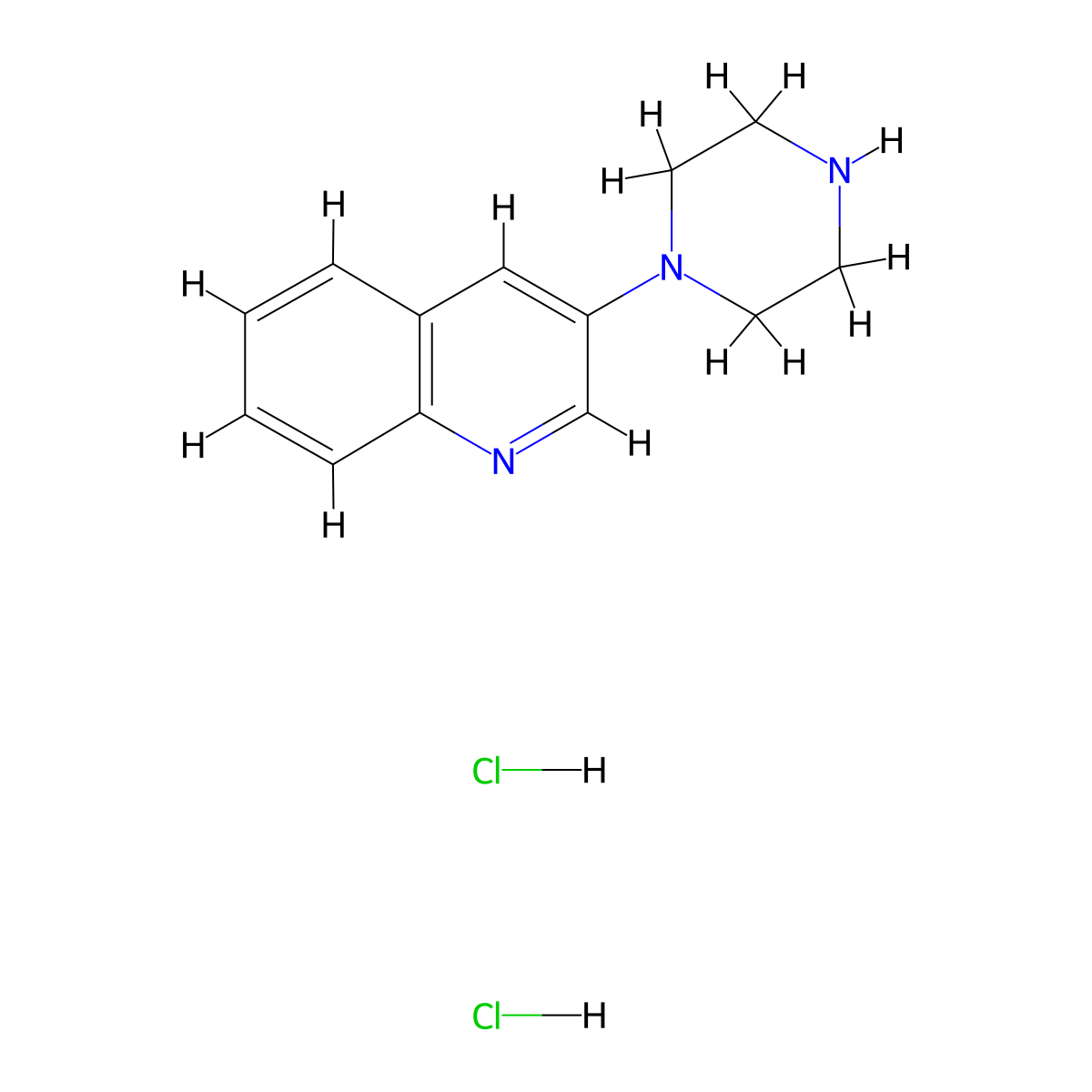 3-(Piperazin-1-yl)quinoline dihydrochloride molecular structure, CAS 1306604-79-4