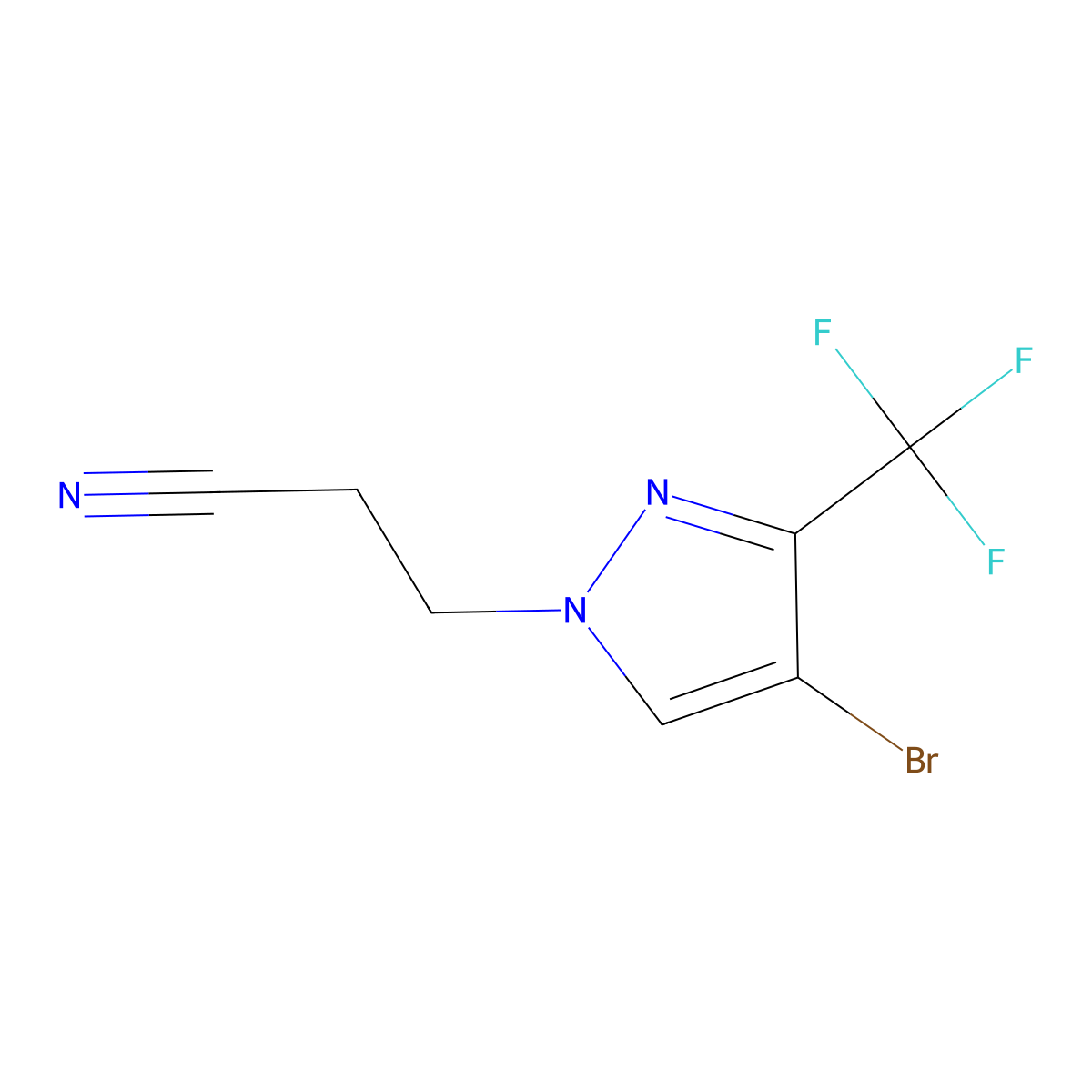 3-[4-bromo-3-(trifluoromethyl)-1H-pyrazol-1-yl]propanenitrile molecular structure, CAS 1306604-80-7