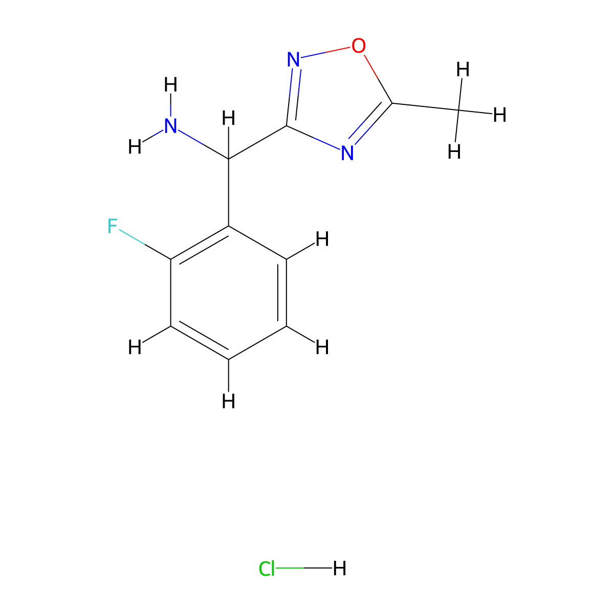 1-(2-Fluorophenyl)-1-(5-methyl-1,2,4-oxadiazol-3-yl)methanamine hydrochloride molecular structure, CAS 1306604-81-8