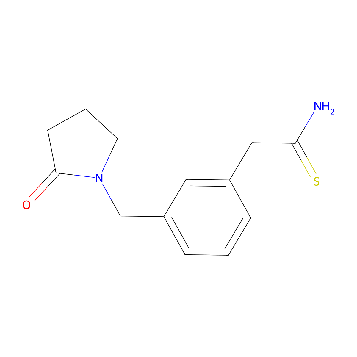 2-{3-[(2-Oxopyrrolidin-1-yl)methyl]phenyl}ethanethioamide molecular structure, CAS 1306604-82-9