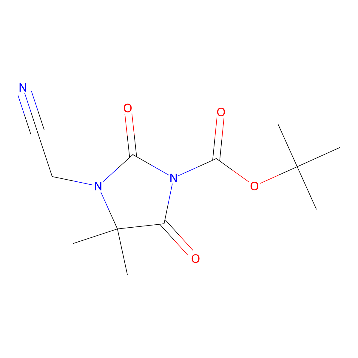 Tert-butyl 3-(cyanomethyl)-4,4-dimethyl-2,5-dioxoimidazolidine-1-carboxylate molecular structure, CAS 1306604-83-0