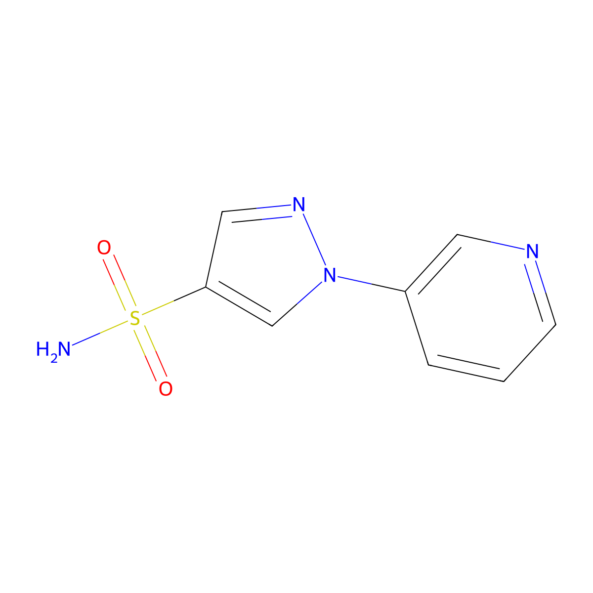 1-(pyridin-3-yl)-1H-pyrazole-4-sulfonamide molecular structure, CAS 1306604-84-1