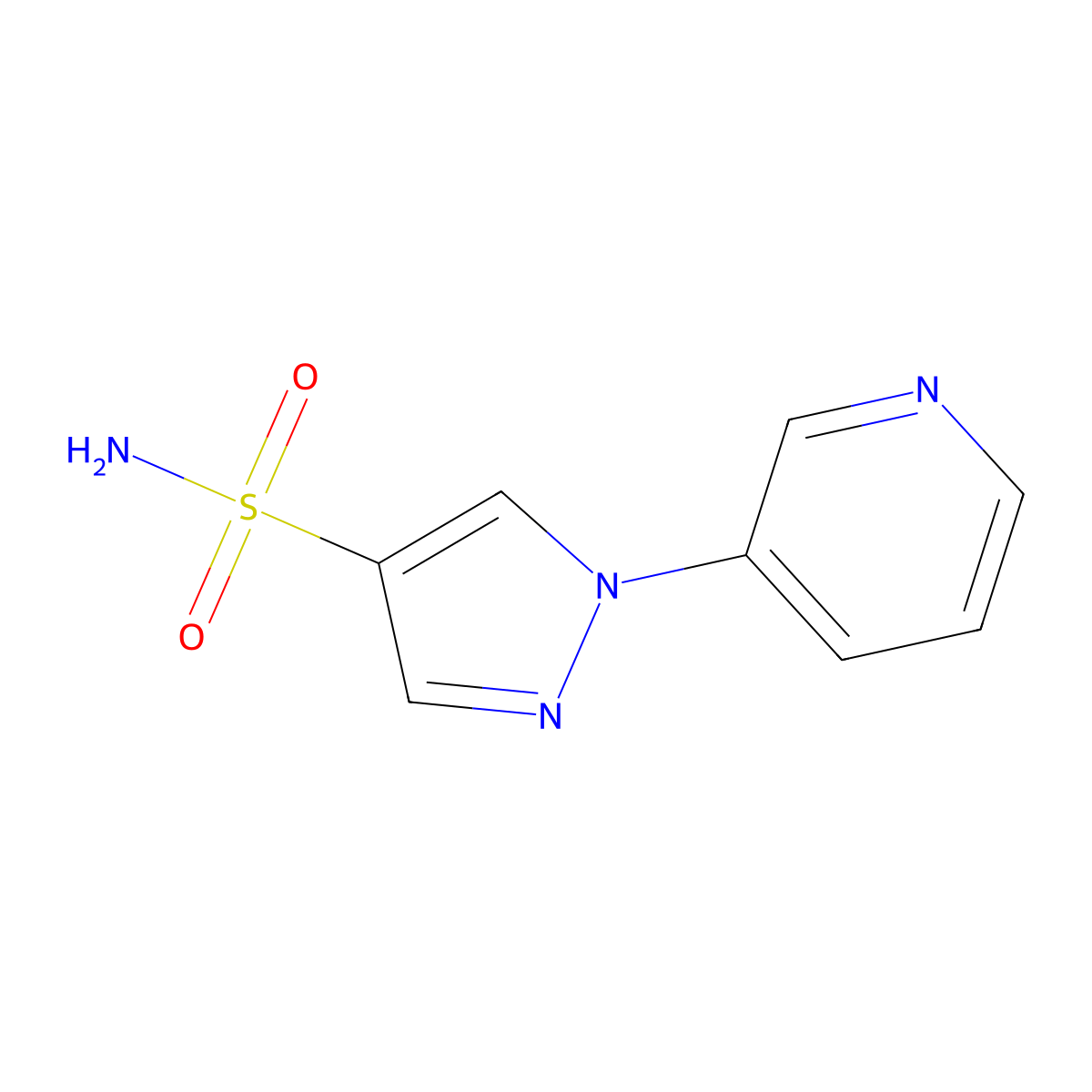 1-(pyridin-3-yl)-1H-pyrazole-4-sulfonamide molecular structure, CAS 1306604-84-1
