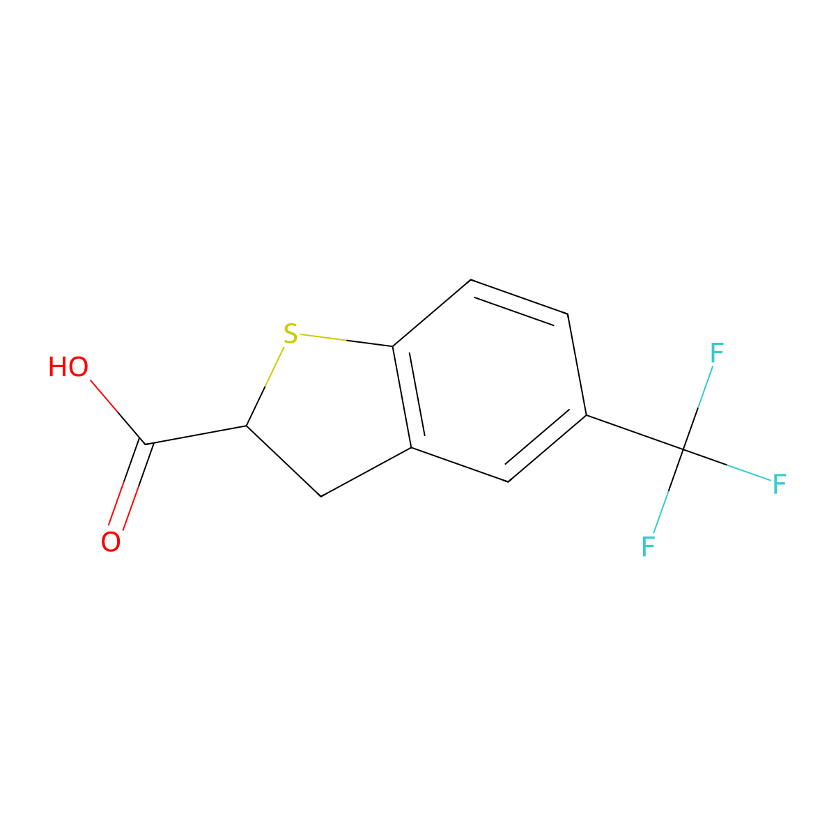 5-(Trifluoromethyl)-2,3-dihydro-1-benzothiophene-2-carboxylic acid molecular structure, CAS 1306604-87-4