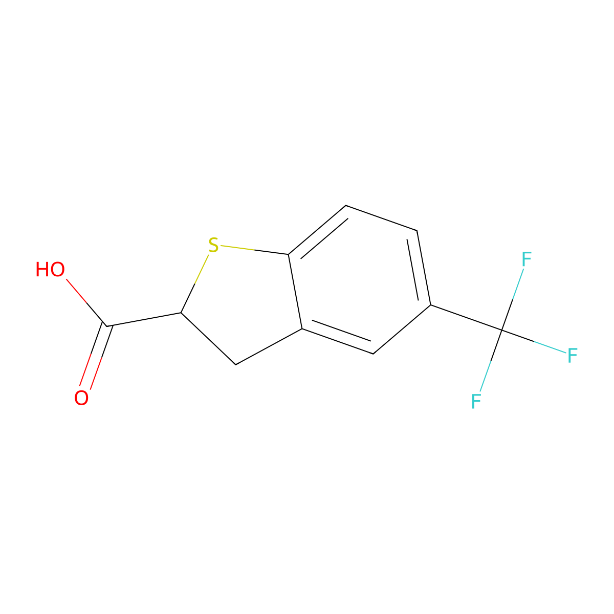 5-(Trifluoromethyl)-2,3-dihydro-1-benzothiophene-2-carboxylic acid molecular structure, CAS 1306604-87-4