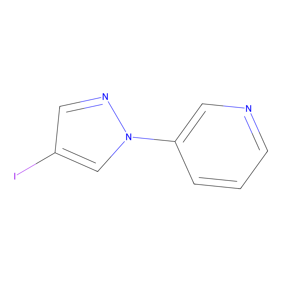 3-(4-iodo-1H-pyrazol-1-yl)pyridine molecular structure, CAS 1306604-89-6