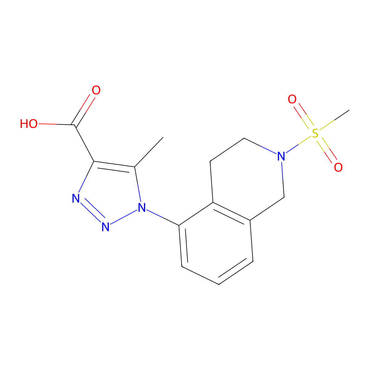 1H-1,2,3-Triazole-4-carboxylic acid, 5-methyl-1-[1,2,3,4-tetrahydro-2-(methylsulfonyl)-5-isoquinolinyl]- molecular structure, CAS 1306604-91-0