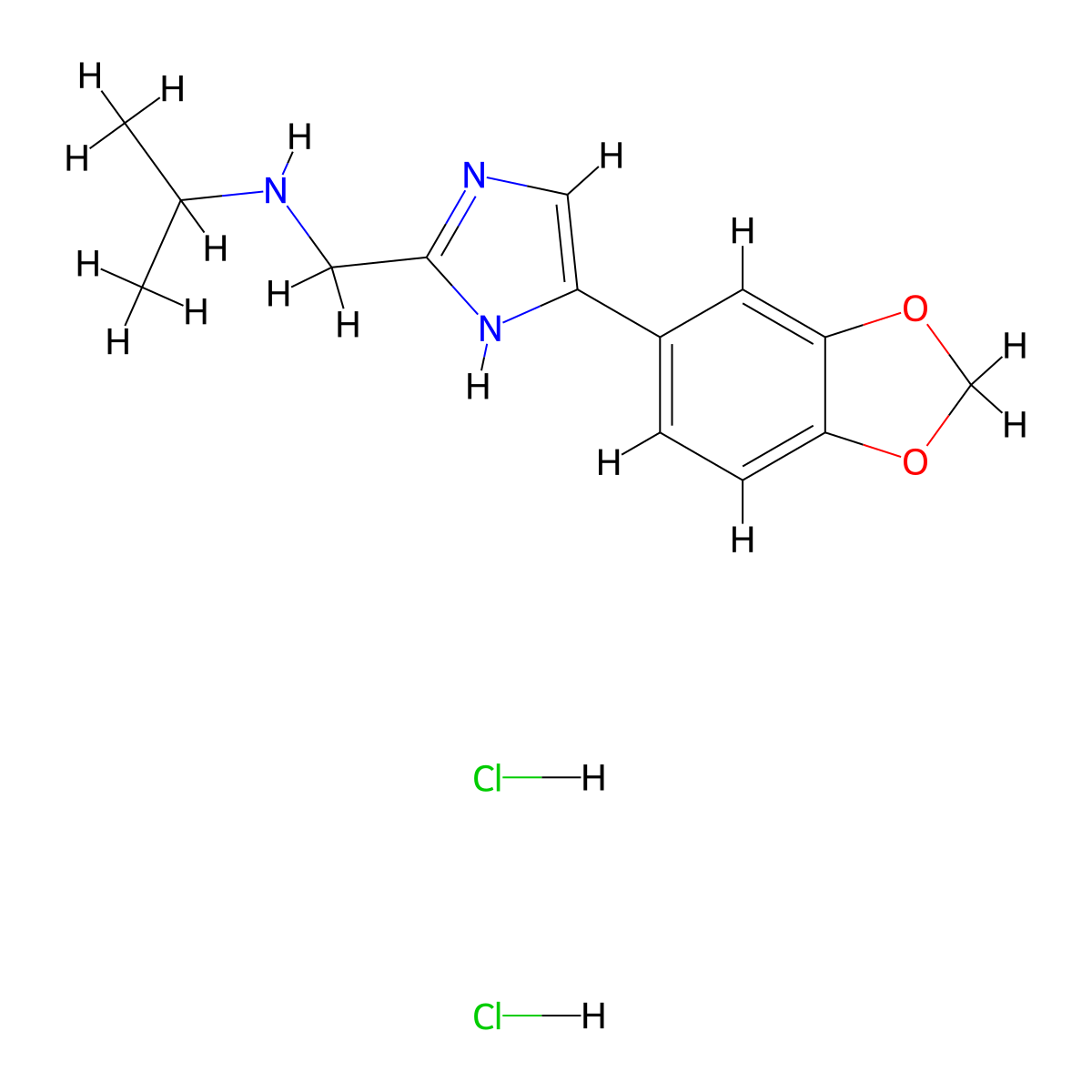 {[4-(2H-1,3-benzodioxol-5-yl)-1H-imidazol-2-yl]methyl}(propan-2-yl)amine dihydrochloride molecular structure, CAS 1306604-92-1
