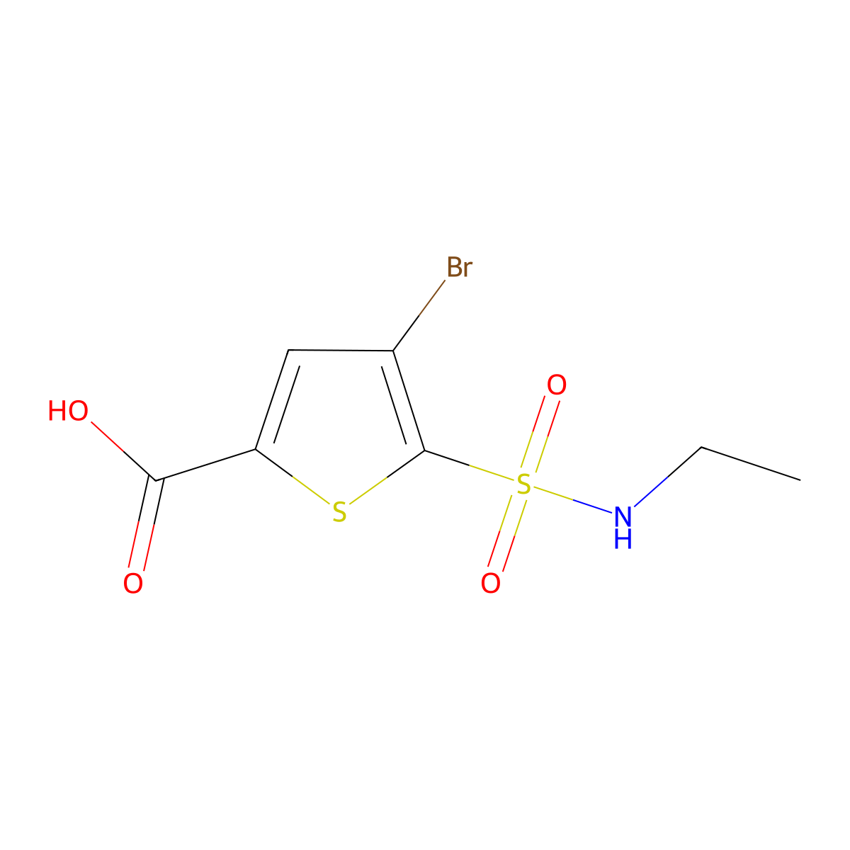 4-Bromo-5-(ethylsulfamoyl)thiophene-2-carboxylic acid molecular structure, CAS 1306604-94-3