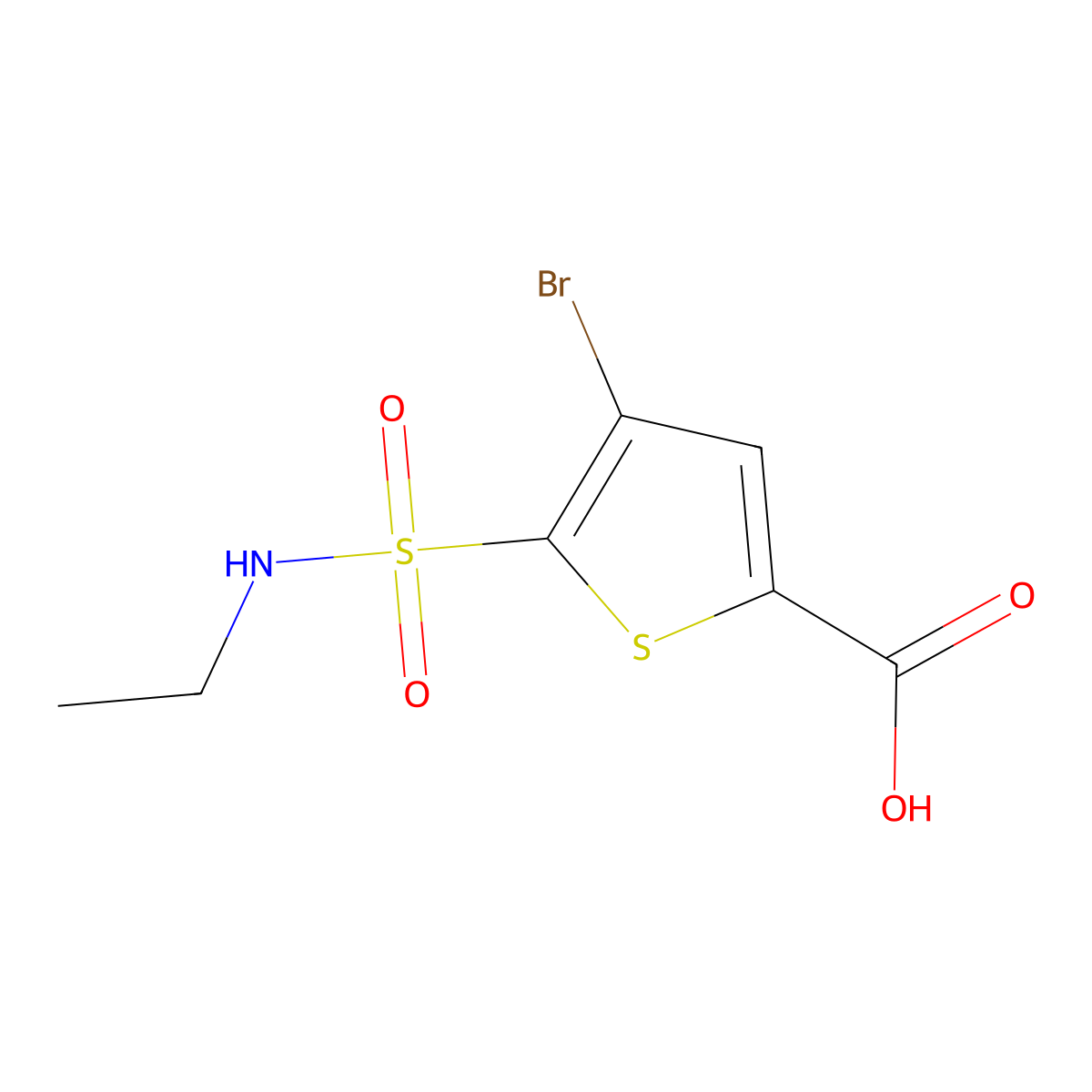 4-Bromo-5-(ethylsulfamoyl)thiophene-2-carboxylic acid molecular structure, CAS 1306604-94-3
