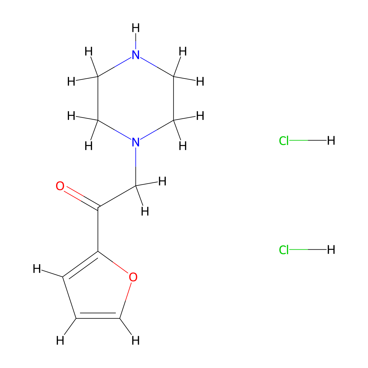 1-(Furan-2-yl)-2-(piperazin-1-yl)ethan-1-one dihydrochloride molecular structure, CAS 1306604-95-4
