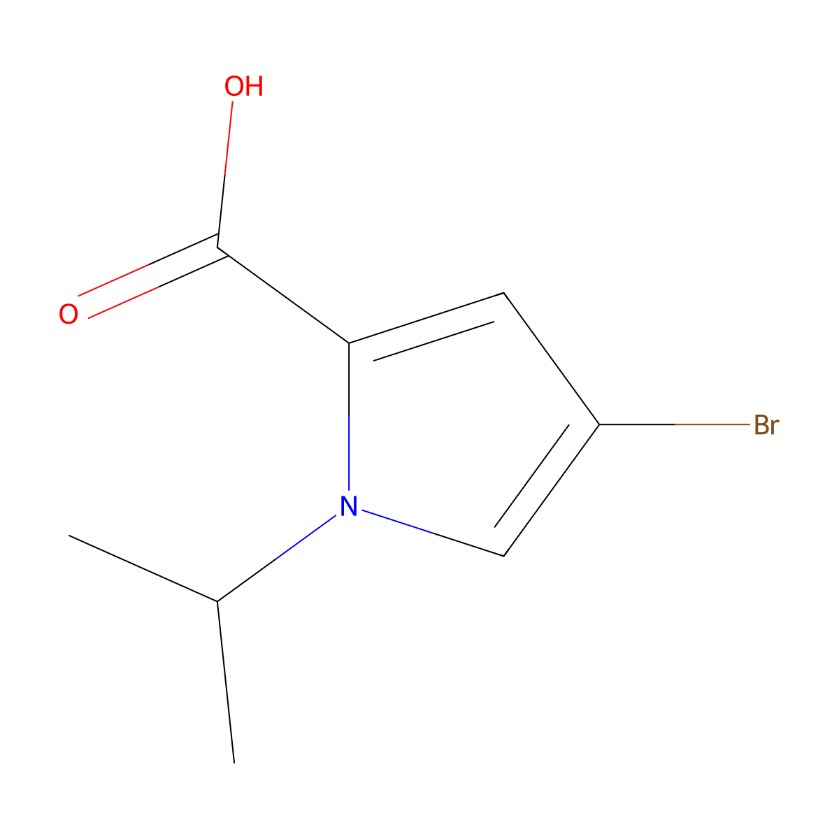 4-bromo-1-(propan-2-yl)-1H-pyrrole-2-carboxylic acid molecular structure, CAS 1306604-97-6