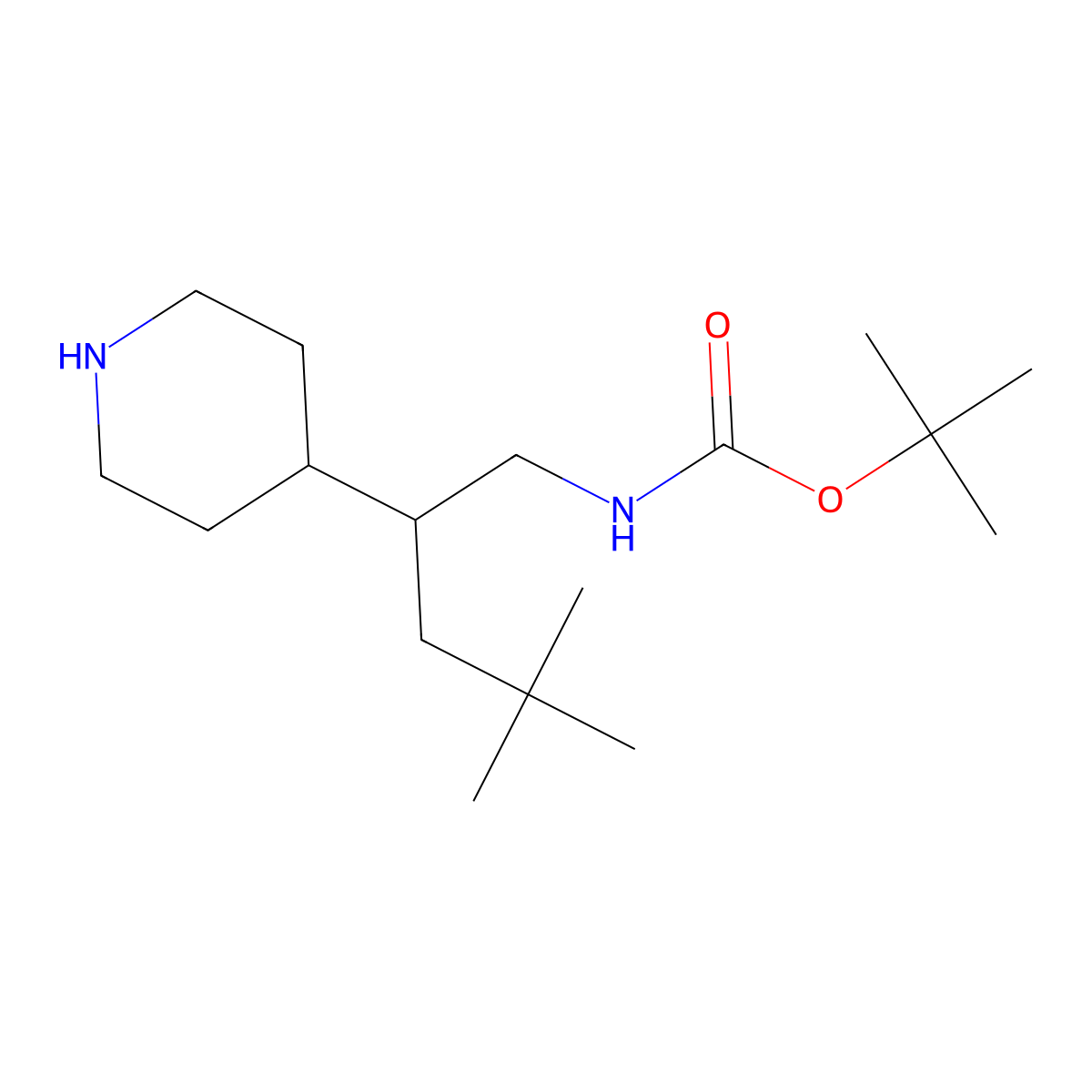 tert-butyl N-[4,4-dimethyl-2-(piperidin-4-yl)pentyl]carbamate molecular structure, CAS 1306605-01-5