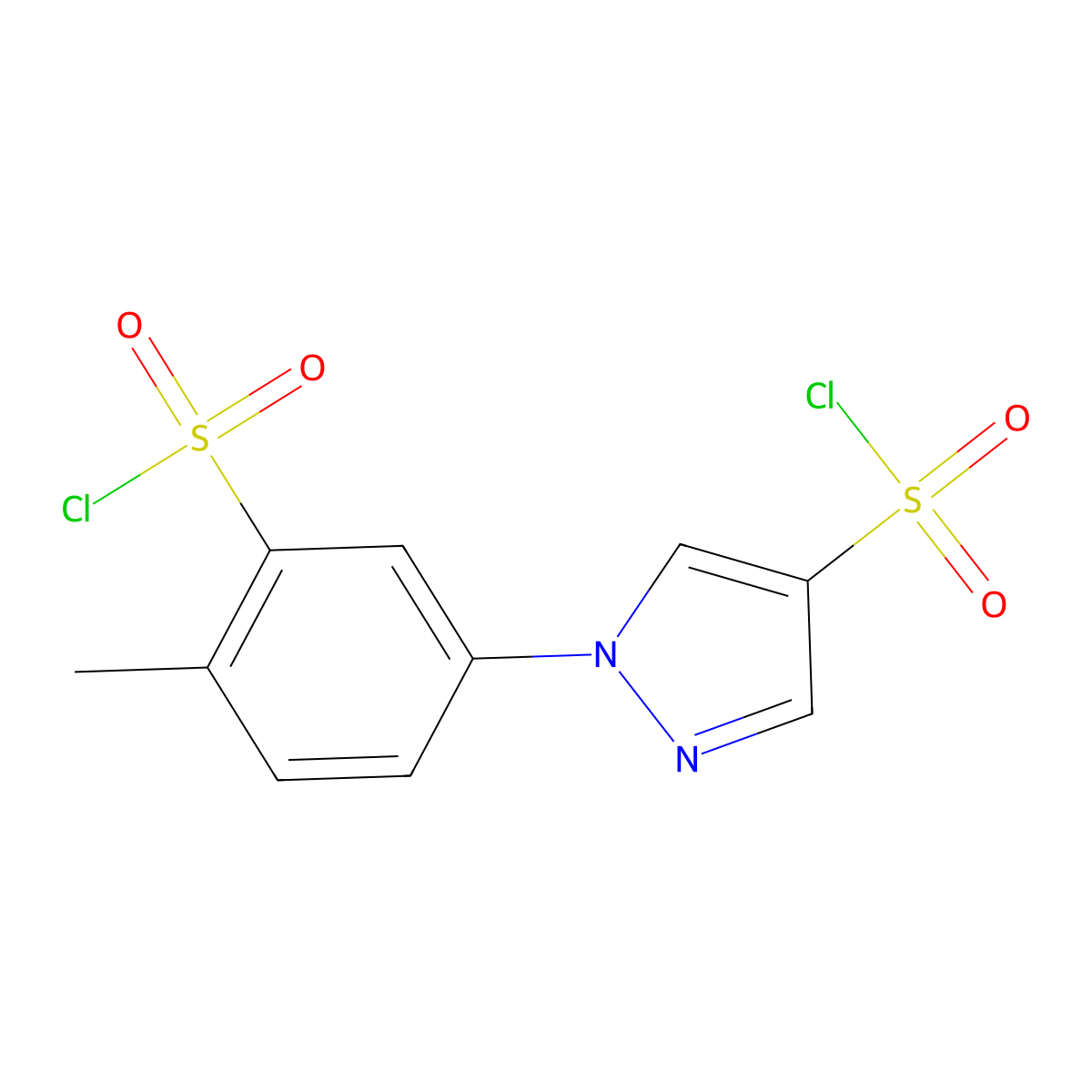 1-[3-(chlorosulfonyl)-4-methylphenyl]-1H-pyrazole-4-sulfonyl chloride molecular structure, CAS 1306605-15-1