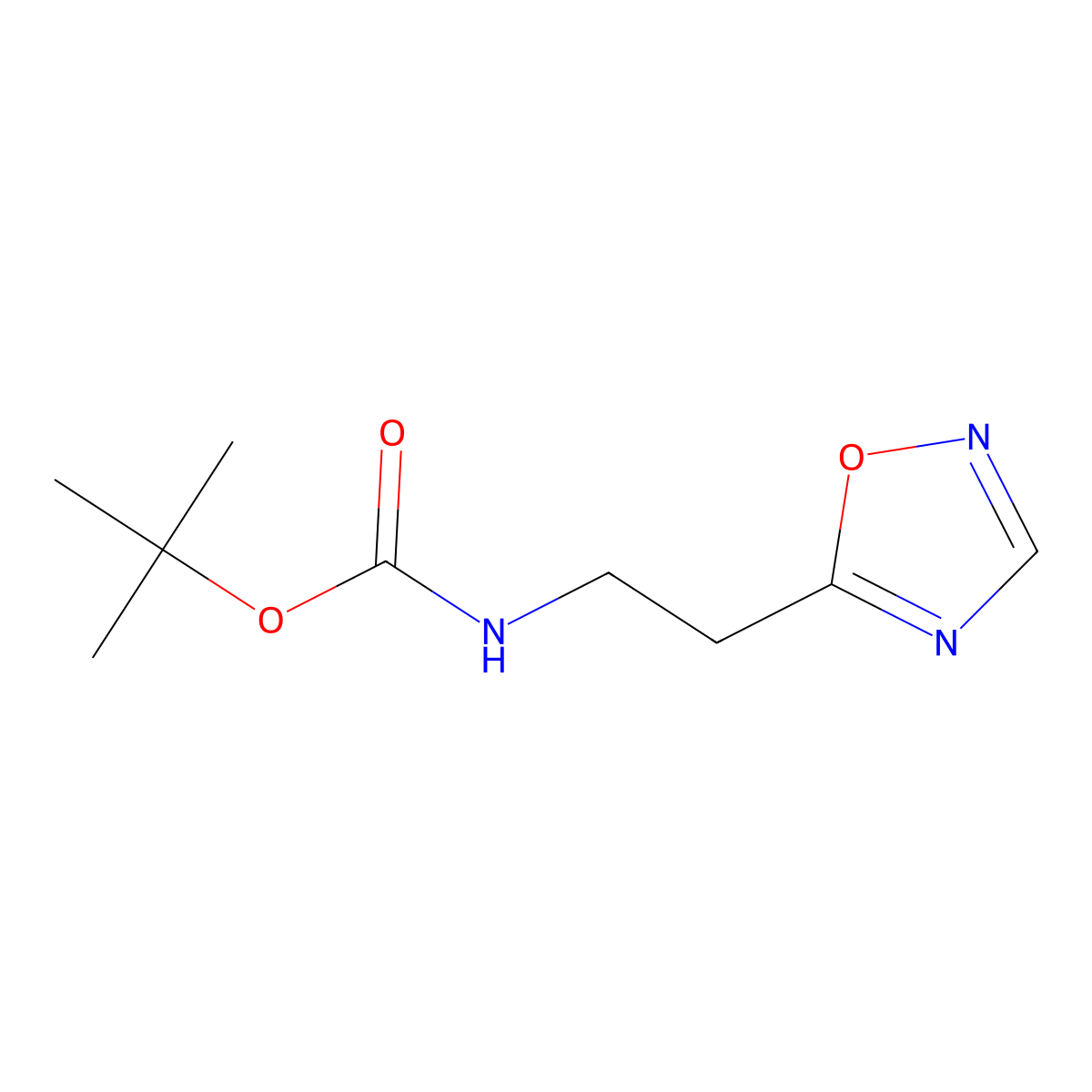 tert-butyl N-[2-(1,2,4-oxadiazol-5-yl)ethyl]carbamate molecular structure, CAS 1306605-17-3