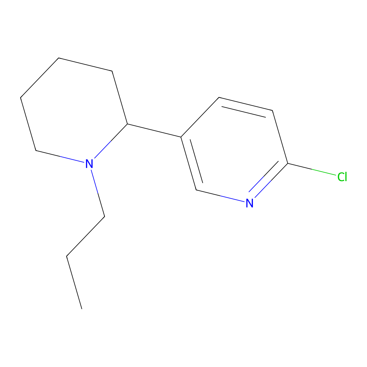 2-Chloro-5-(1-propylpiperidin-2-yl)pyridine molecular structure, CAS 1306605-26-4