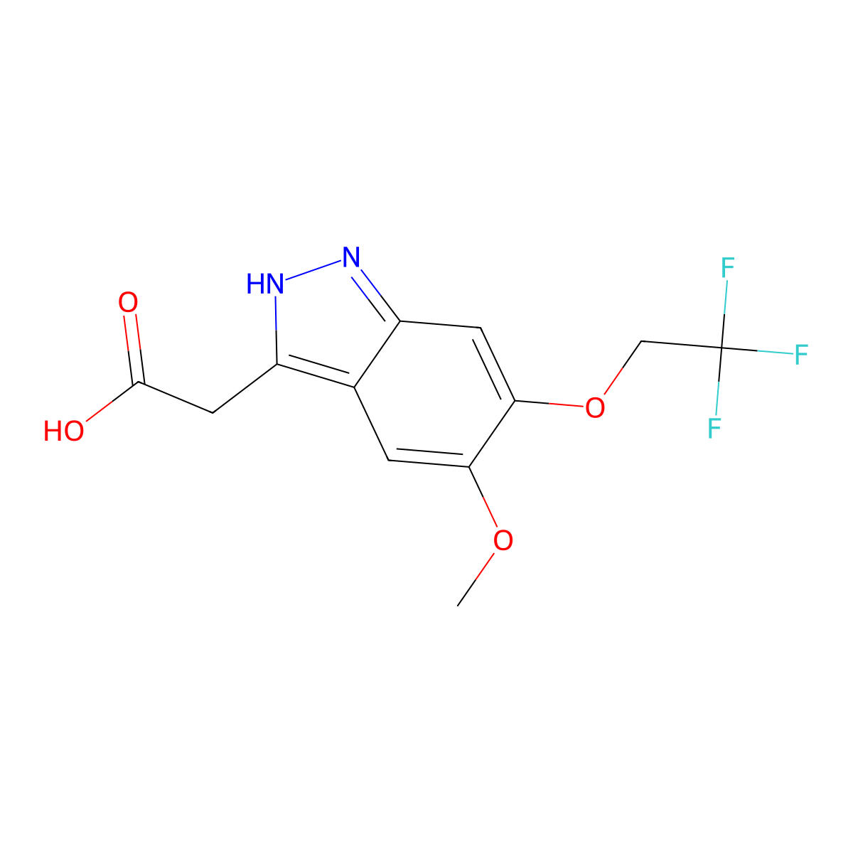 2-[5-methoxy-6-(2,2,2-trifluoroethoxy)-1H-indazol-3-yl]acetic acid molecular structure, CAS 1306605-30-0