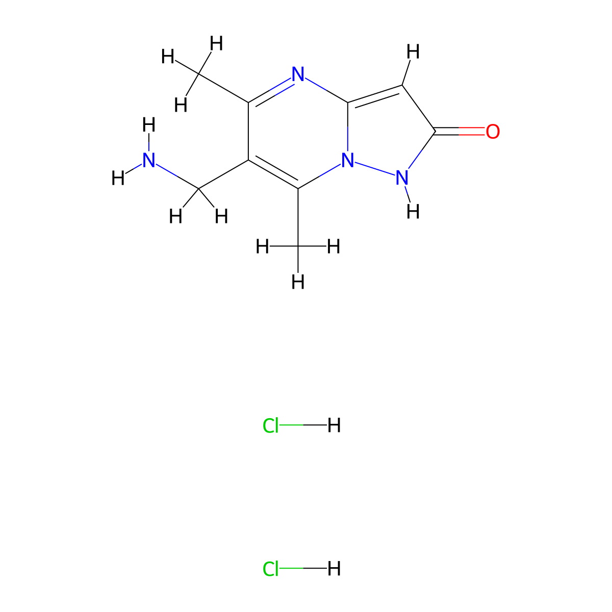 6-(aminomethyl)-5,7-dimethyl-1H,2H-pyrazolo[1,5-a]pyrimidin-2-one dihydrochloride molecular structure, CAS 1306605-36-6