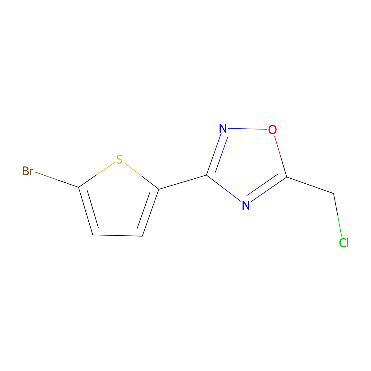3-(5-Bromothiophen-2-yl)-5-(chloromethyl)-1,2,4-oxadiazole molecular structure, CAS 1306605-39-9