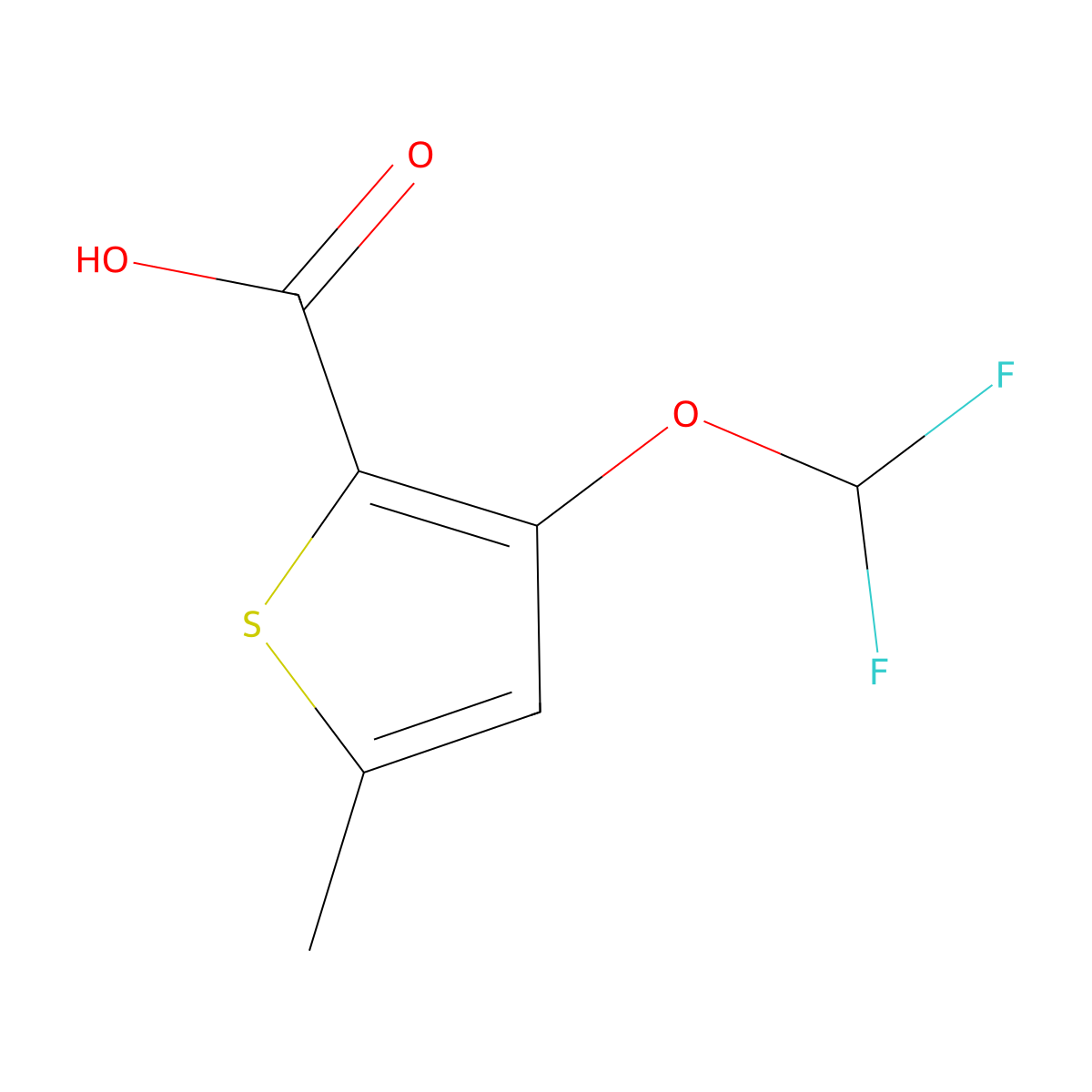 3-(Difluoromethoxy)-5-methylthiophene-2-carboxylic acid molecular structure, CAS 1306605-42-4