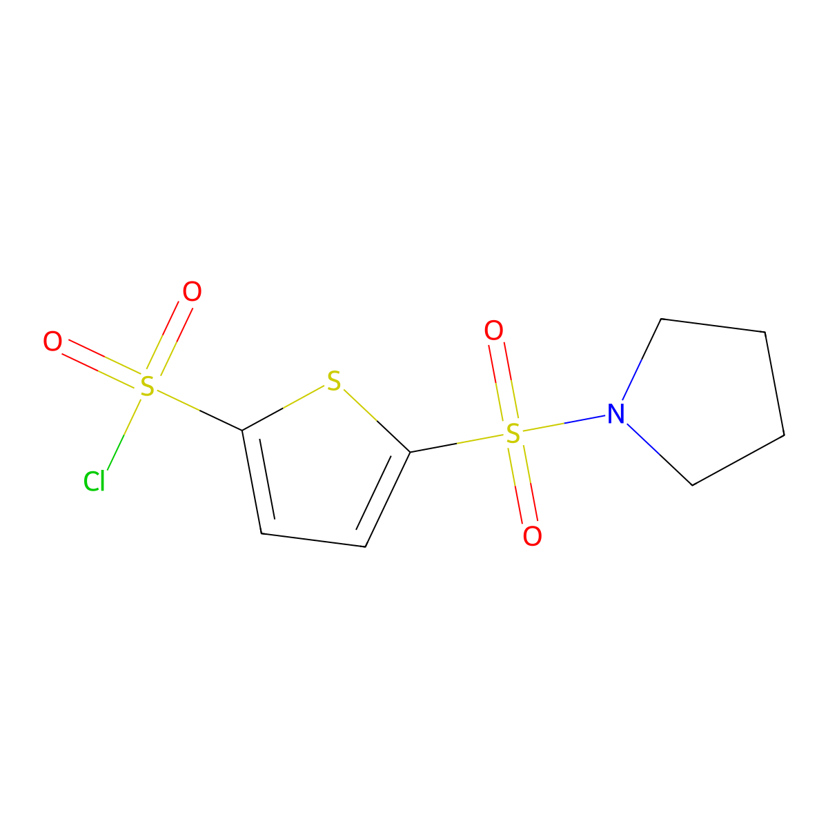 5-(Pyrrolidine-1-sulfonyl)thiophene-2-sulfonyl chloride molecular structure, CAS 1306605-50-4