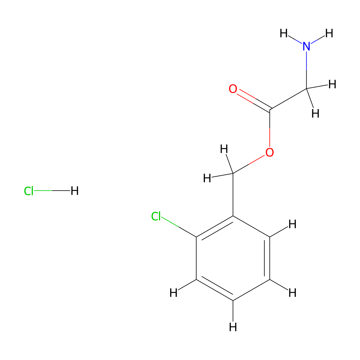 (2-Chlorophenyl)methyl 2-aminoacetate hydrochloride molecular structure, CAS 1306605-59-3