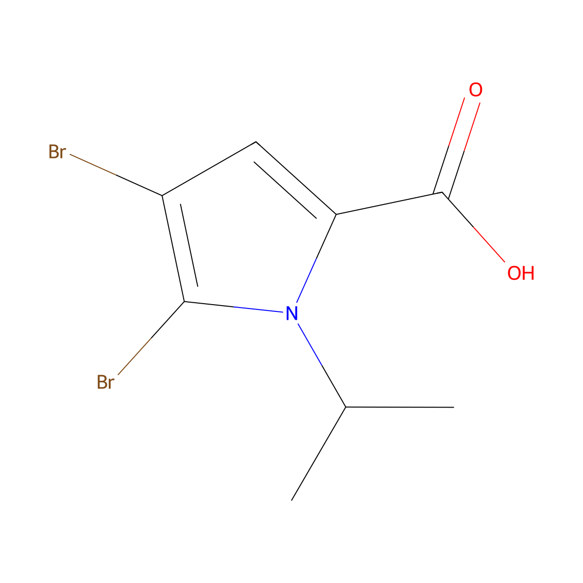 4,5-dibromo-1-(propan-2-yl)-1H-pyrrole-2-carboxylic acid molecular structure, CAS 1306605-66-2