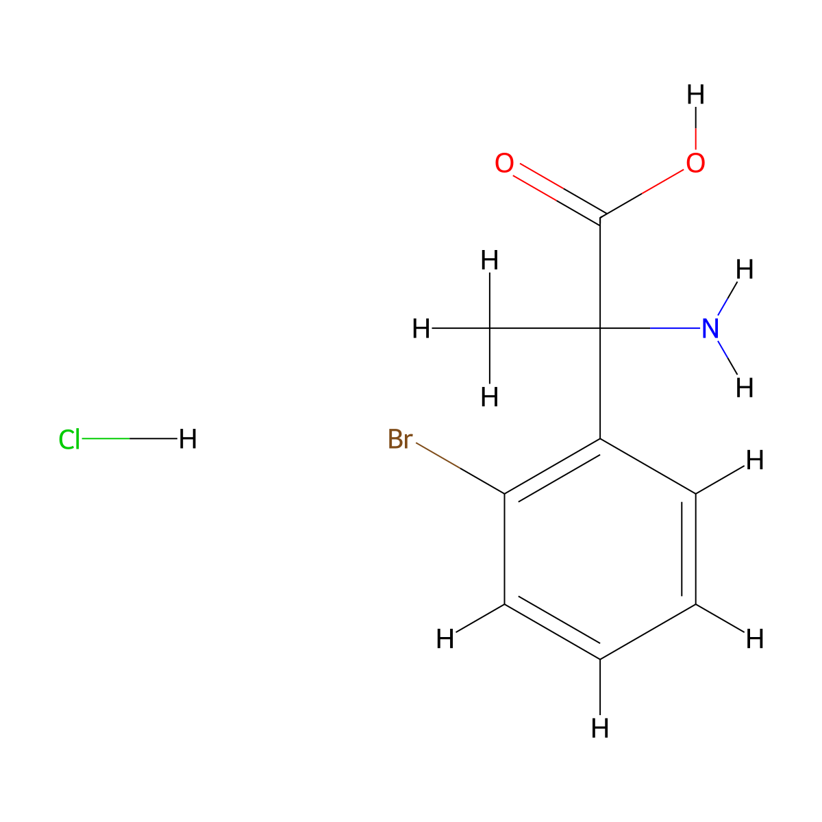 2-Amino-2-(2-bromophenyl)propanoic acid hydrochloride molecular structure, CAS 1306605-67-3
