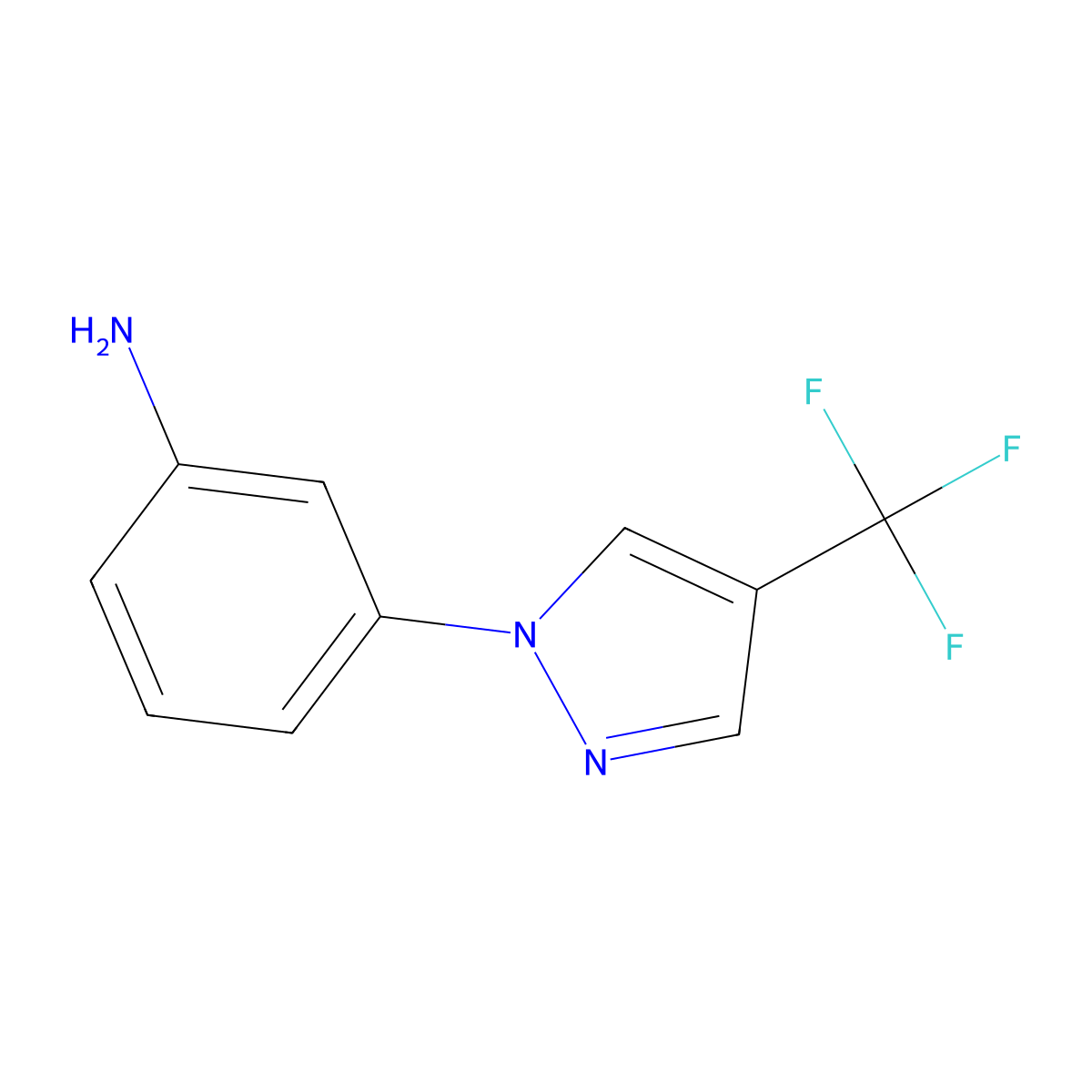 3-[4-(trifluoromethyl)-1H-pyrazol-1-yl]aniline molecular structure, CAS 1306605-68-4