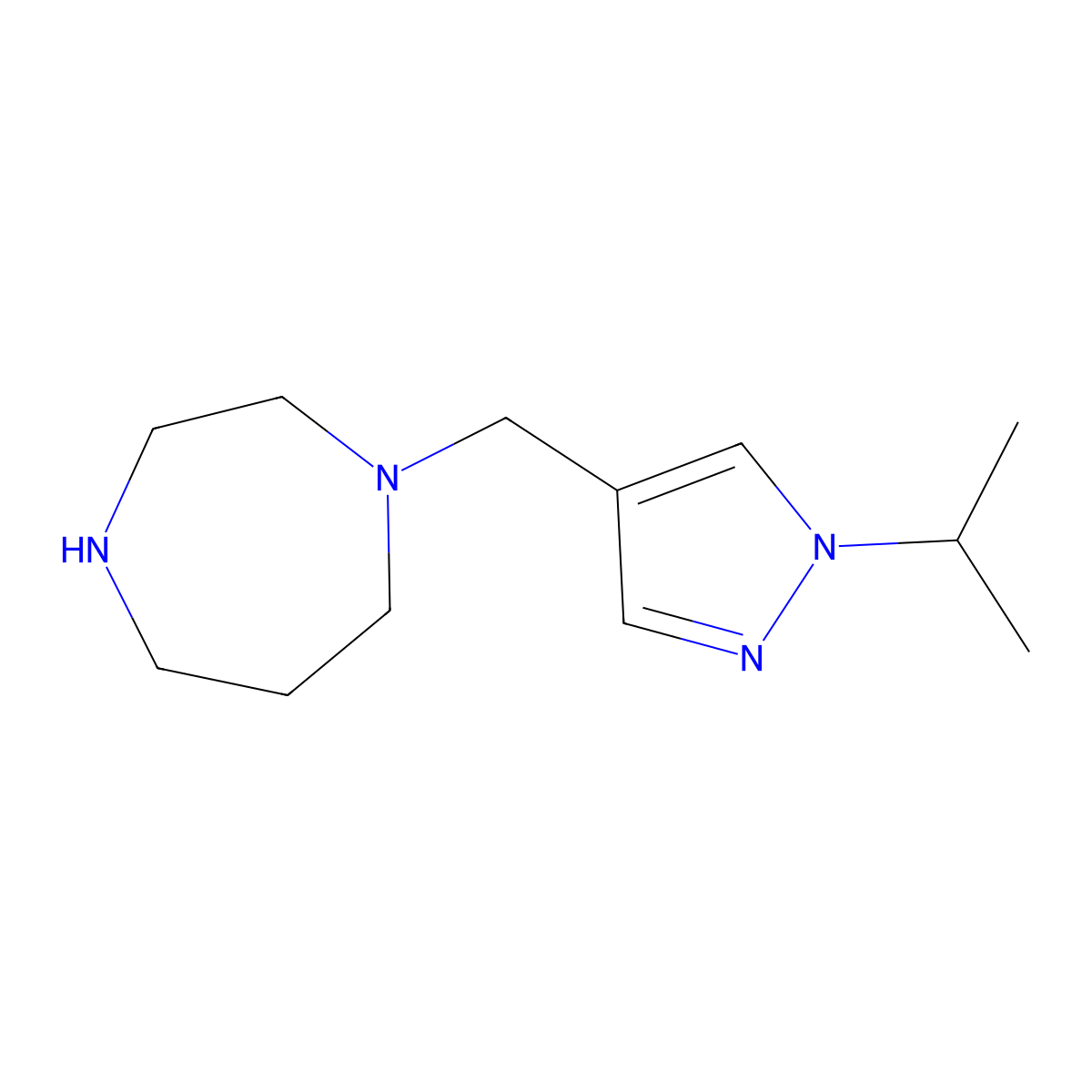 1-{[1-(propan-2-yl)-1H-pyrazol-4-yl]methyl}-1,4-diazepane molecular structure, CAS 1306605-72-0
