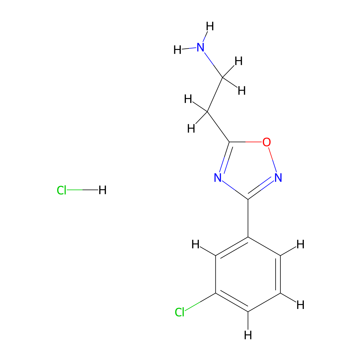 2-[3-(3-Chlorophenyl)-1,2,4-oxadiazol-5-yl]ethan-1-amine hydrochloride molecular structure, CAS 1306605-82-2