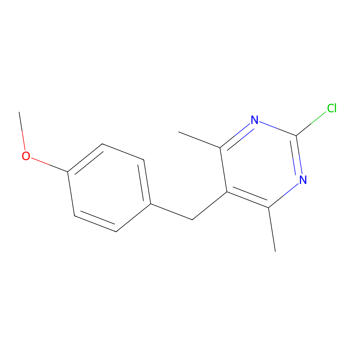 2-Chloro-5-[(4-methoxyphenyl)methyl]-4,6-dimethylpyrimidine molecular structure, CAS 1306605-87-7