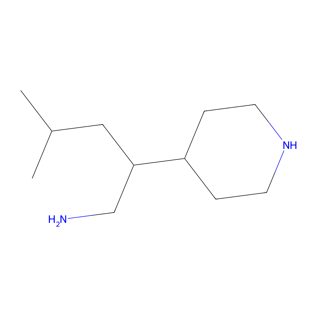 4-Methyl-2-(piperidin-4-yl)pentan-1-amine molecular structure, CAS 1306605-88-8