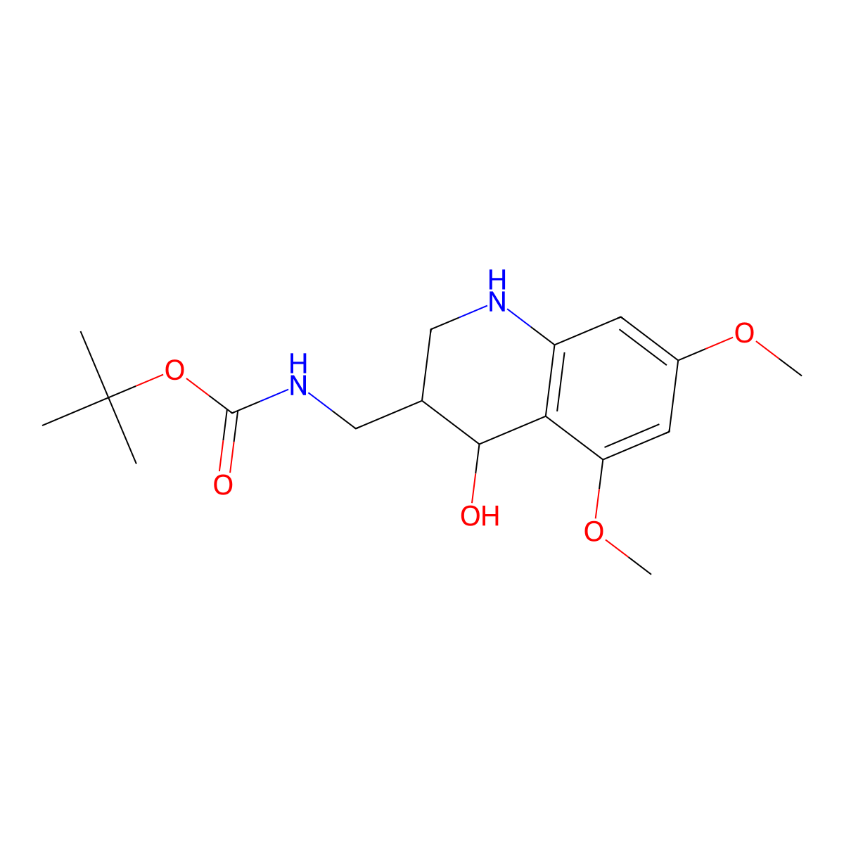 tert-butyl N-[(4-hydroxy-5,7-dimethoxy-1,2,3,4-tetrahydroquinolin-3-yl)methyl]carbamate molecular structure, CAS 1306605-90-2