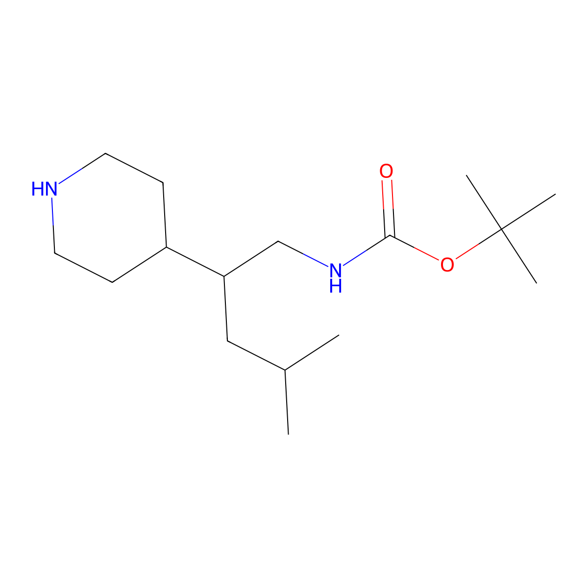 tert-butyl N-[4-methyl-2-(piperidin-4-yl)pentyl]carbamate molecular structure, CAS 1306605-91-3