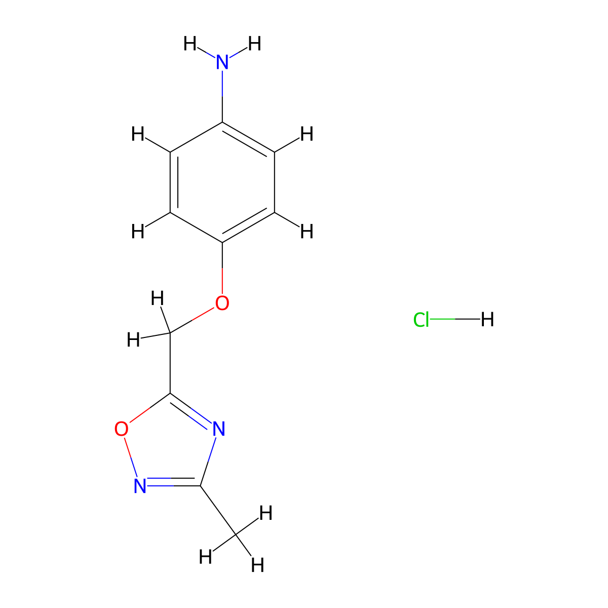4-[(3-Methyl-1,2,4-oxadiazol-5-yl)methoxy]aniline hydrochloride molecular structure, CAS 1306605-94-6