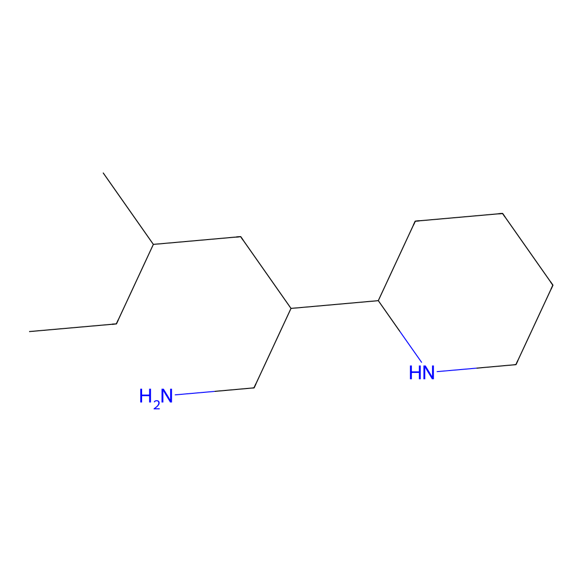 4-Methyl-2-(piperidin-2-yl)hexan-1-amine molecular structure, CAS 1306605-95-7